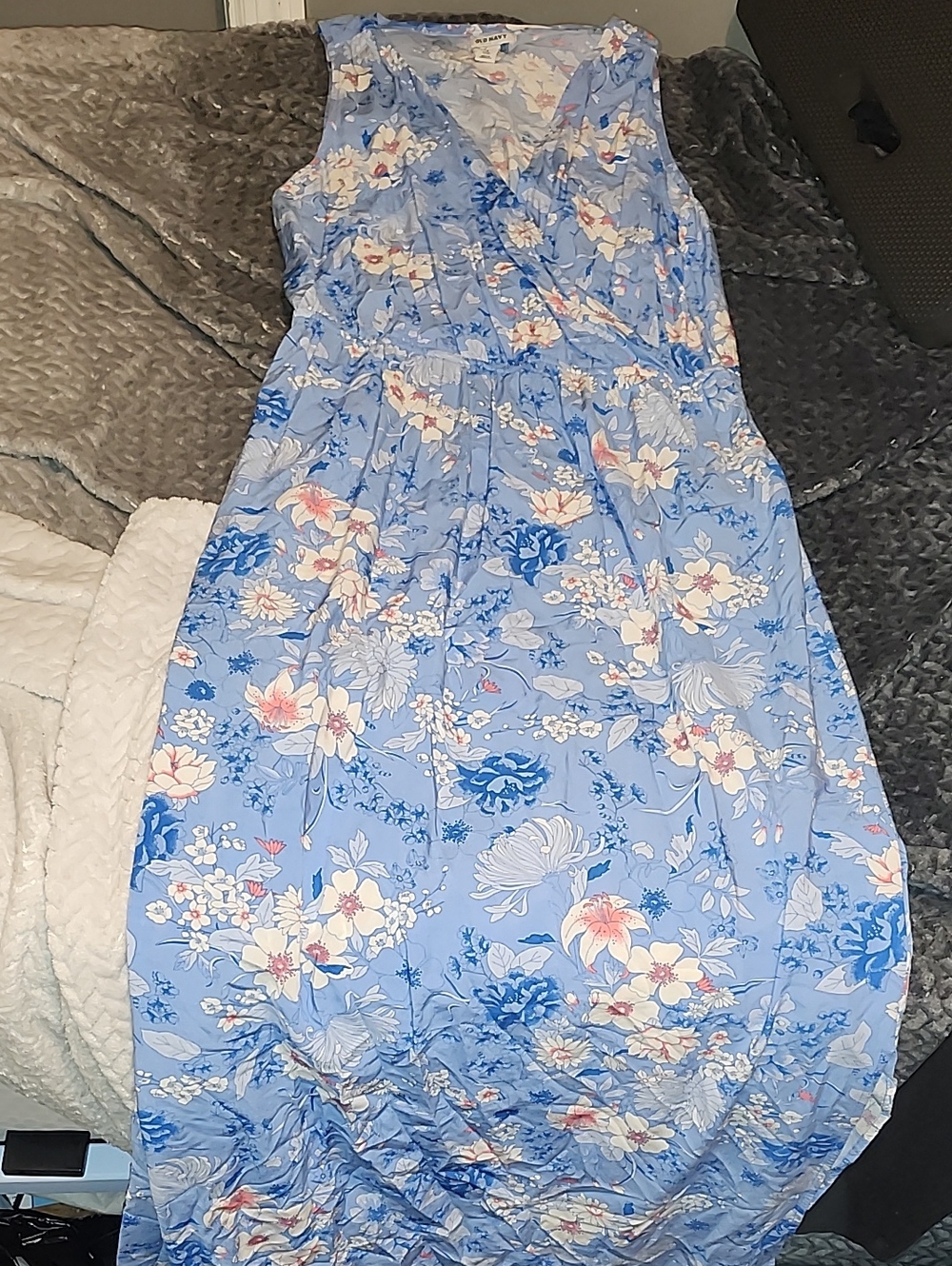 Old Navy Light Blue Floral Maxi Dress
